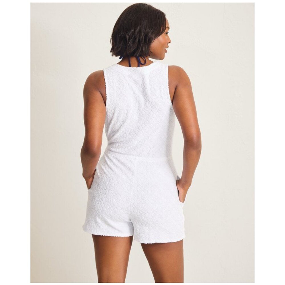 NWT Tommy Bahama Textured Terry Beach Romper in White Sz Small Fits Like Sz 6-8 - Picture 5 of 15